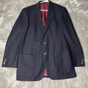 Magee 100% Pure New Wool Navy Blazer Jacket Men's 40 L Gold Button Lined